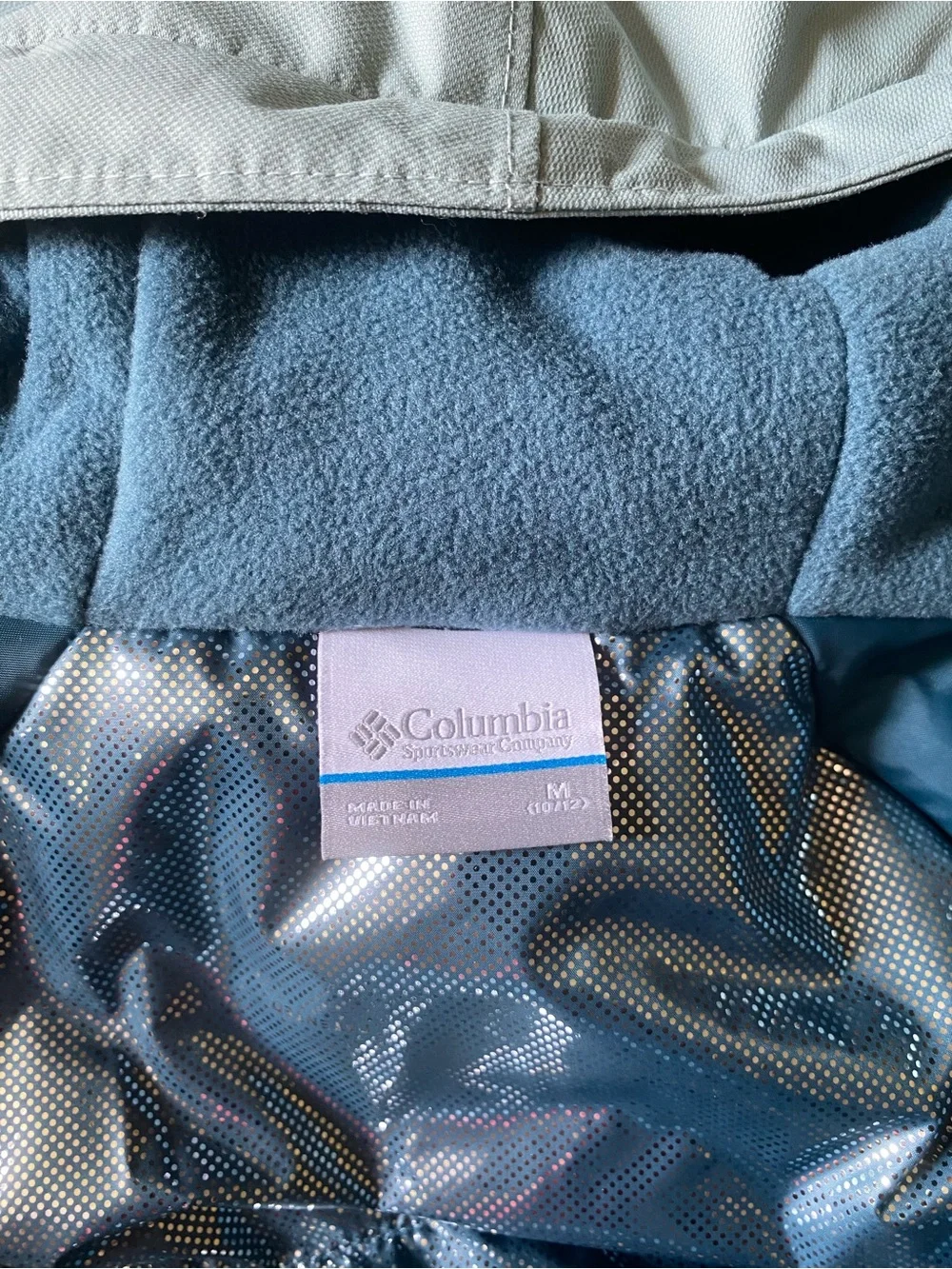 Columbia Kids Two-Tone Mint and Teal Hooded Rain Jacket